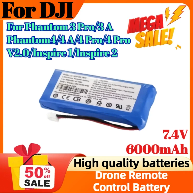 

7.4V 6000mAh for DJI for Phantom 3 Pro/3 A/Phantom4/4 A/4 Pro/4 Pro V2.0/Inspire 1/Inspire 2 Drone Remote Control Battery