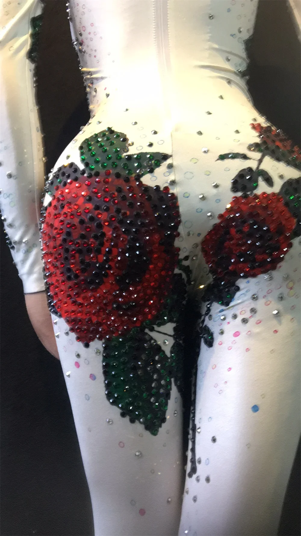 Stretch Sexy Bodysuit Women Birthday Stage play Celebrate Dress Dancer Party Show Dress Rhinestones Jumpsuit