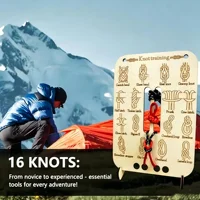 16 Practical Knots Wooden Training Board Outdoor Rope Tying Life Saving Skill Practice Tool for Camping Hiking Rescue Survival