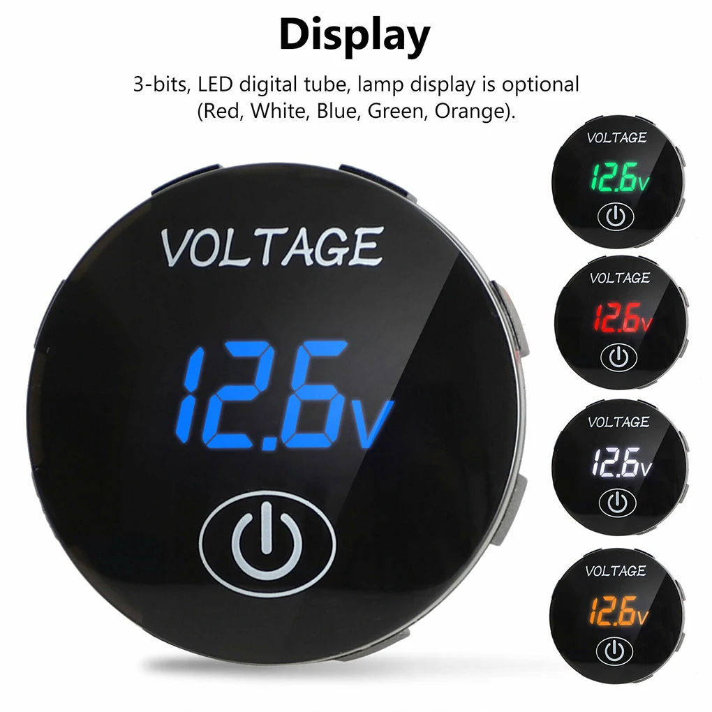 

DC 5V-48V Motorcycle Voltmeter Digital Display Car Voltage Meter Replacement Parts IP65 Waterproof Accessory