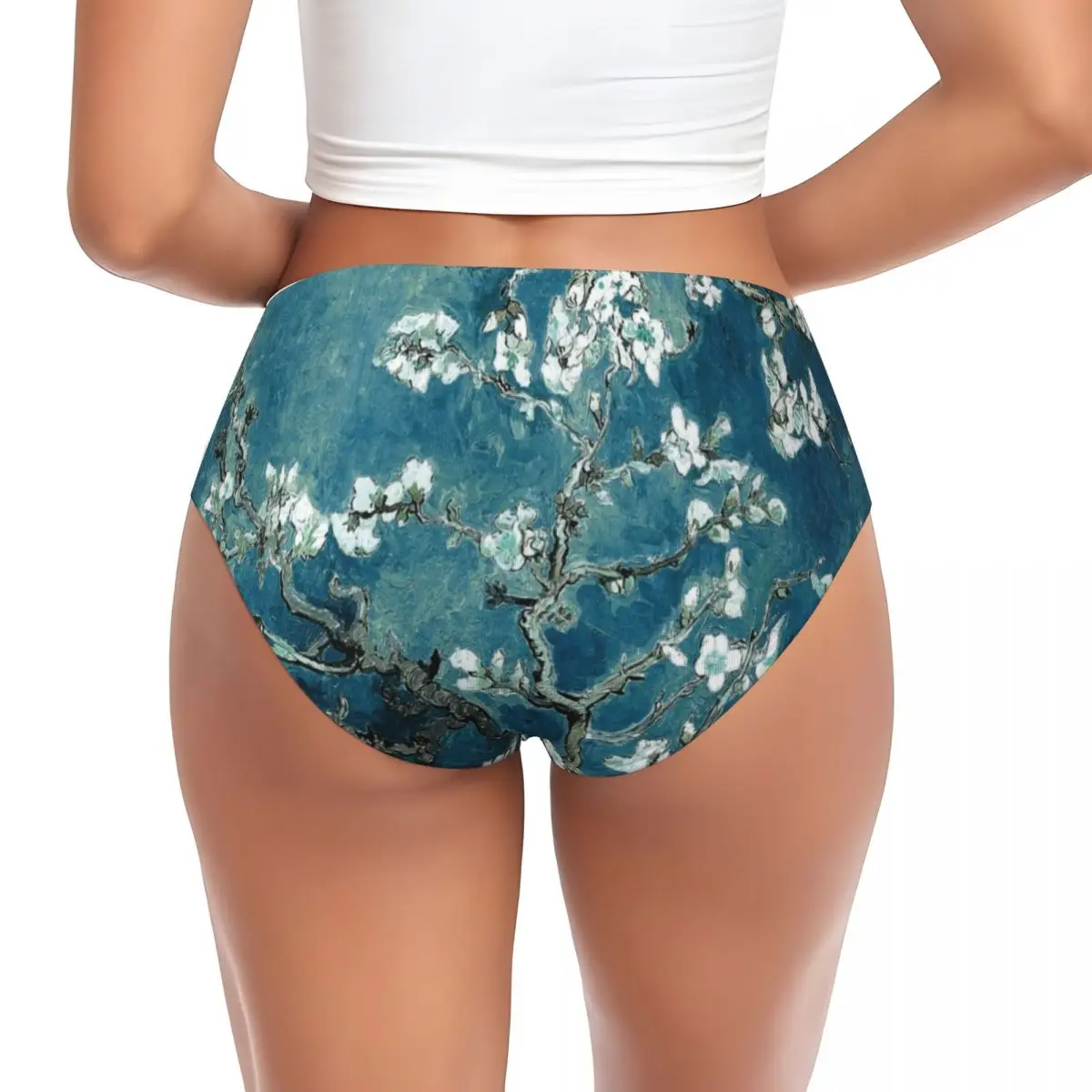 Custom Women Van Gogh Almond Blossoms Panties Comfort Flowers Painting Briefs Underwear