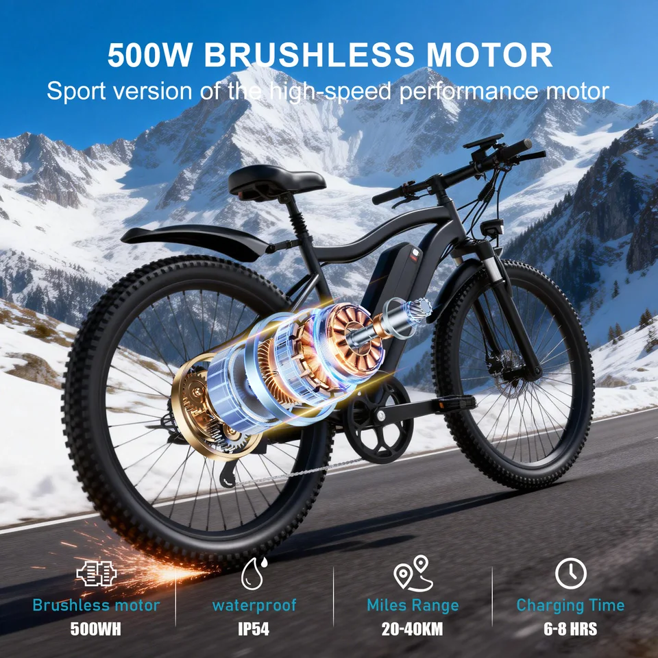 Toofly Electric Bicycle for Adult 26" Mountain ebike with 48V 13Ah Removable Battery 500W Motor image 5