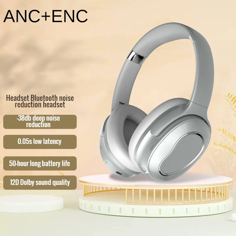 

ANC Headphones Active Noise Cancellation Wireless Bluetooth 5.3 Headsets H001 TWS On-Ear Earphones with Control Button