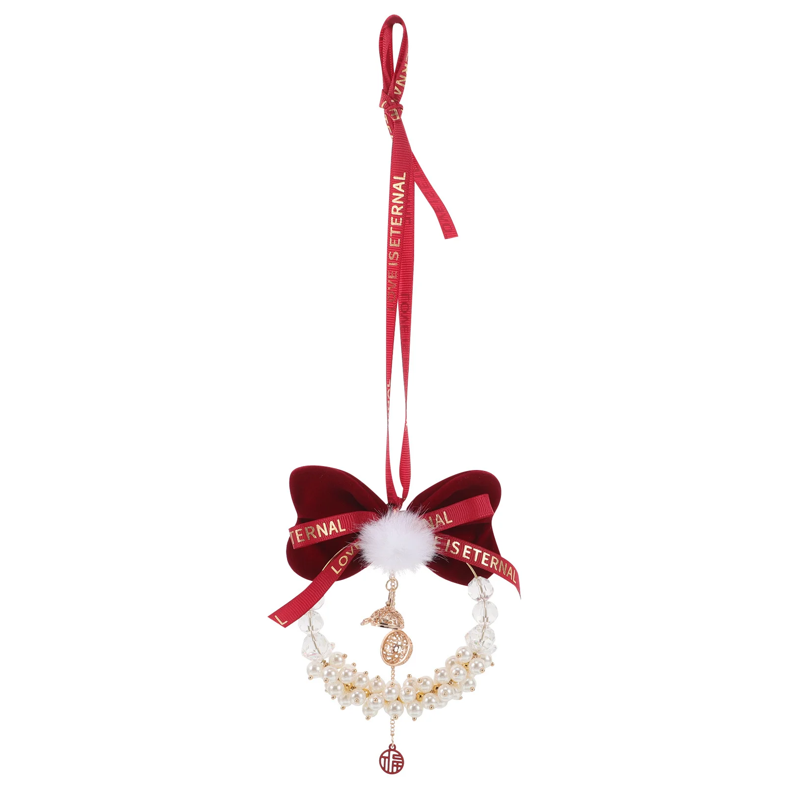 

NOLITOY Hanging Car Charm with Bow Mirror Accessories for Women Cube Rear View Decor