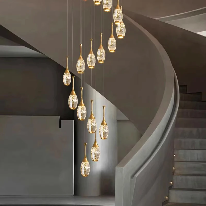 Imagem -04 - Modern Crystal Chandelier For Home Decoration Stair Pendant Lamp Living Room Pendant Lights Iluminação Interior