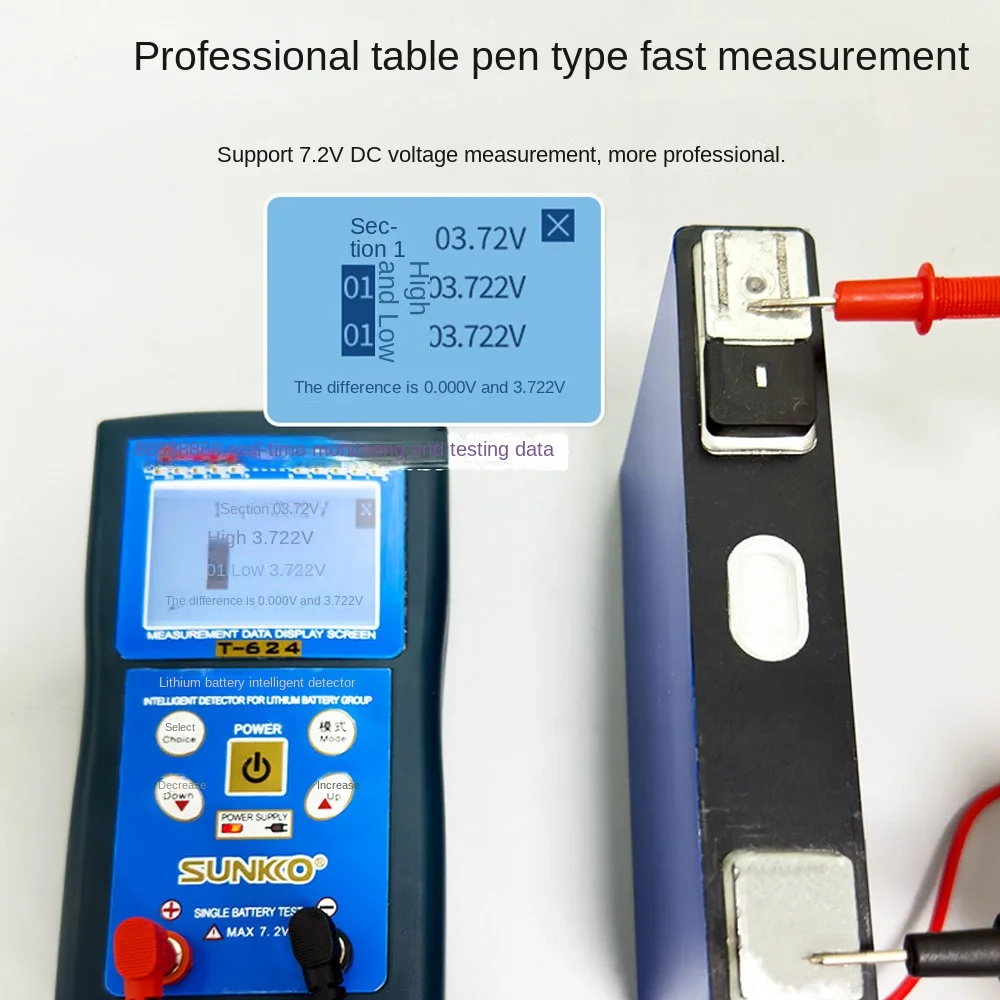 

SUNKKO T-624 Lithium Battery Pack Tester Maintenance Detection Battery Differential Pressure Intelligent Detection Analyzer 1-24