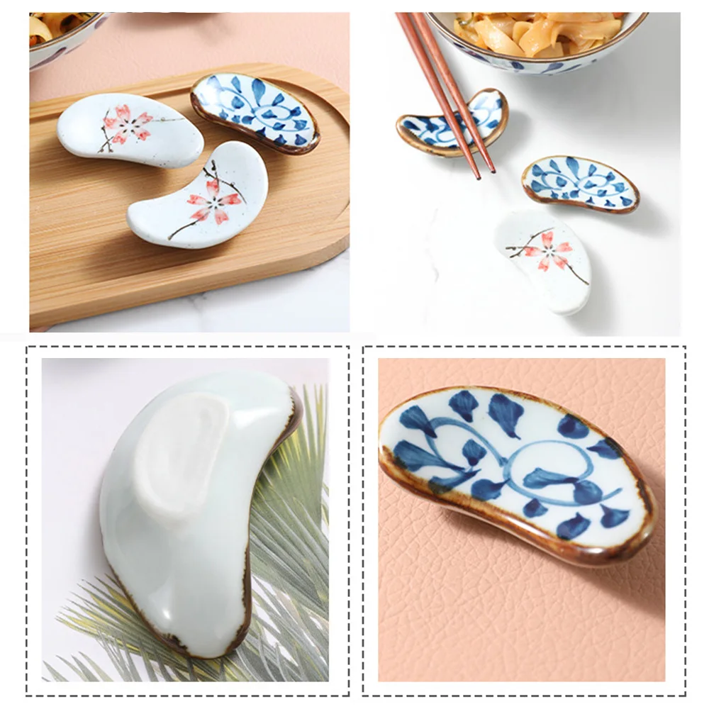 Crescent Ceramic Chopstick Holder Chopsticks Rest Japanese Chopsticks Pillow Spoon Fork Stand Dining Table Accessories Supplies