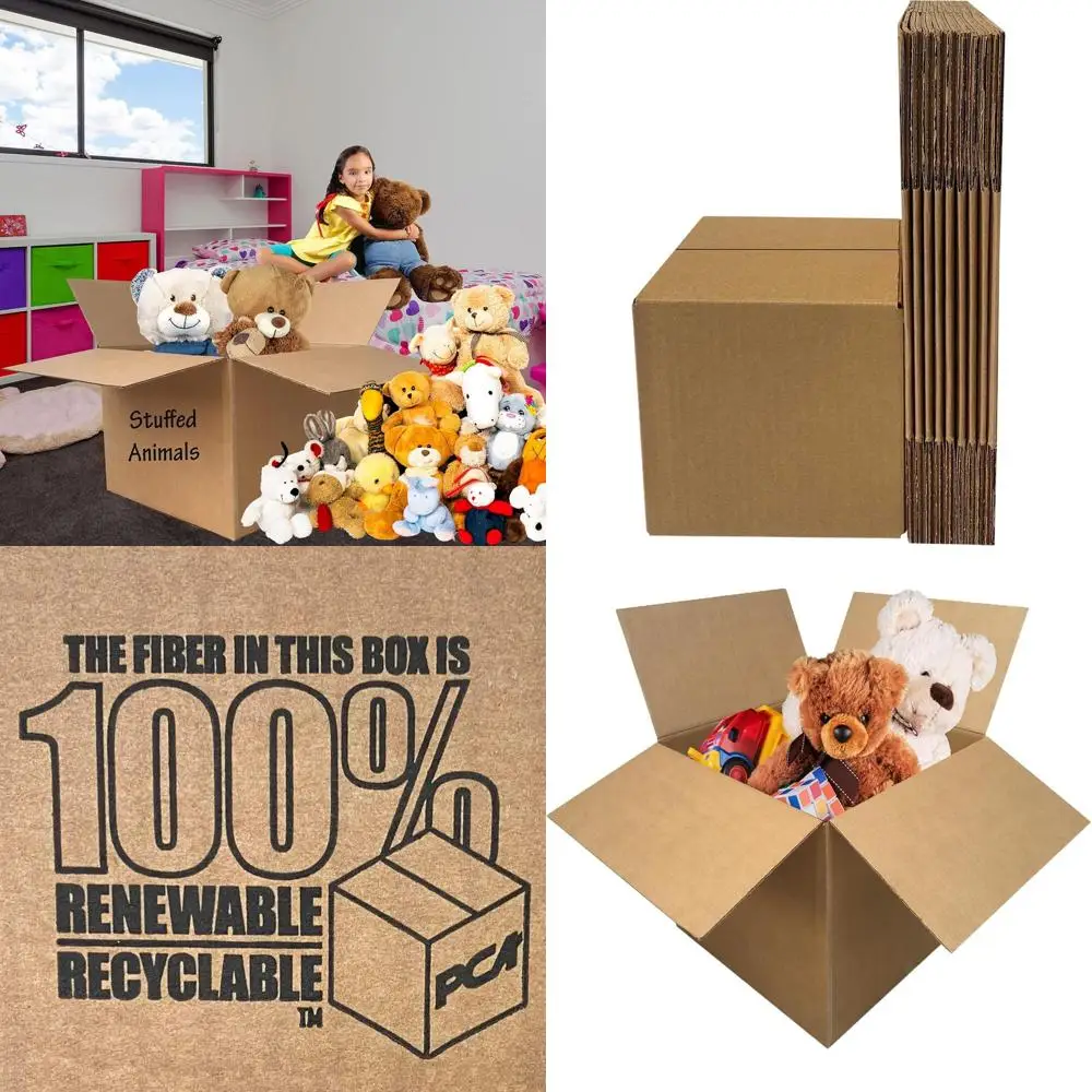 

Set of 10 Large Corrugated Shipping Boxes, 18x18x24 Inches, Cardboard Mail Packaging