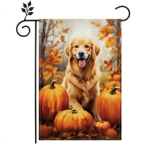 Fall Golden Retriever double sided garden flag 12