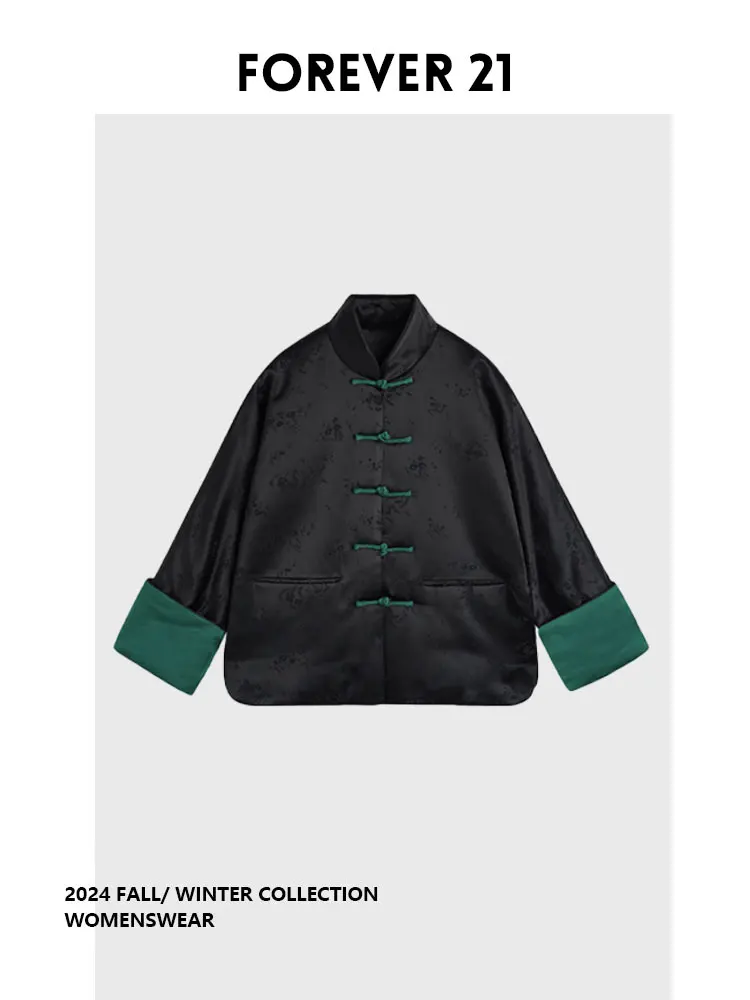 

Forever 21 New Chinese Style Cotton Jacket Women's Autumn Winter New Arrival Commute Long Sleeve Pear Shape Fit Outerwear