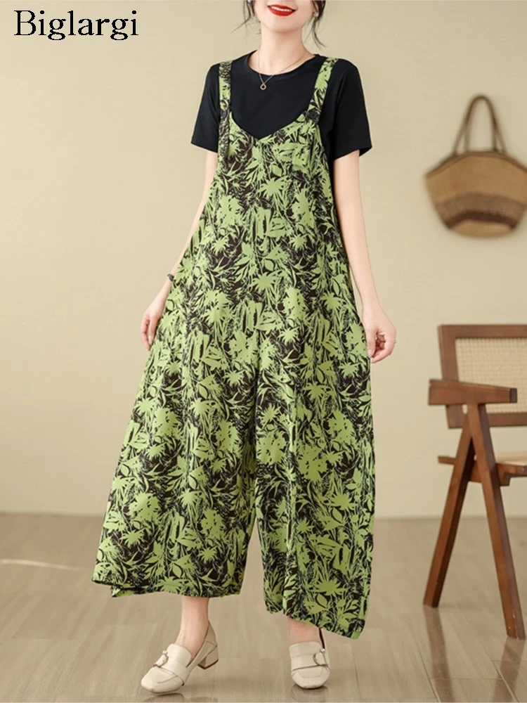 

Oversized Summer Floral Jumpsuit With Spaghetti Straps Women Modis Loose Ladies Jumpsuits Wide Leg Woman Pants