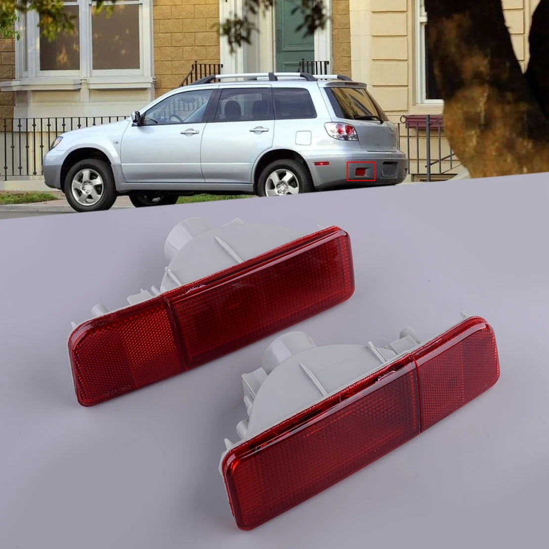 

1Pair ABS Rear Bumper Reflector Light Lamp Housing Fit For Mitsubishi Outlander 2003 2004 2005 2006