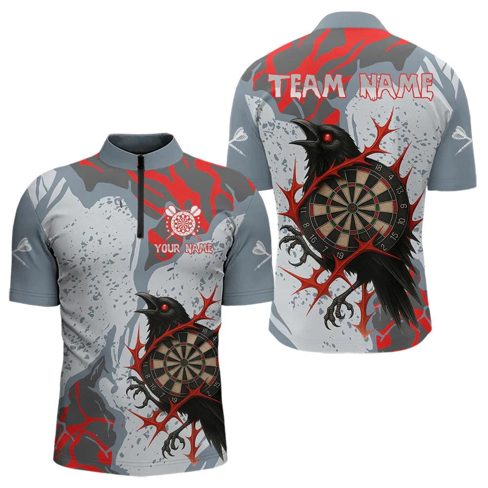 PLstar Cosmos' new personalized 3D printed red dart pattern polo shirt, unisex, casual team throwing sports series -3