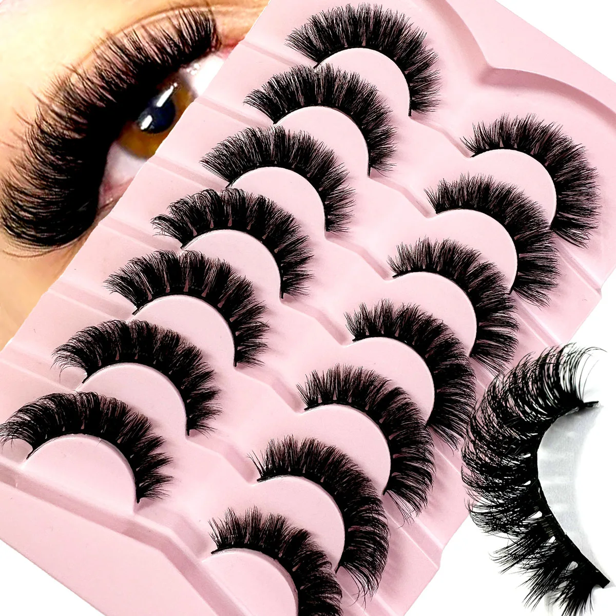 新しい 7 ペア DD ミンクまつげ 3D ミンクの毛乱雑ふわふわまつげショートソフトナチュラルまつげミンクアイまつげメイクアップミンクまつげ