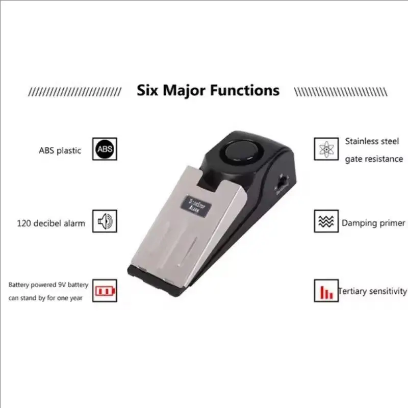 ワイヤレスドアストップ警報システム 120dB 大音量ホームセキュリティ盗難防止ドアブロックシステムポータブルドアストッパー警報