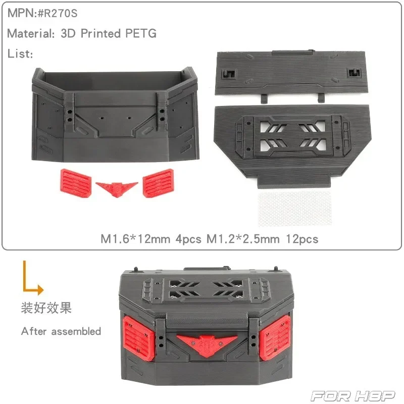 RC Car Tail Tool Box Spare Battery Compartment Gundam Style Storage Box for RC Crawler MJX 1/12 H12P Upgradeds Accessories