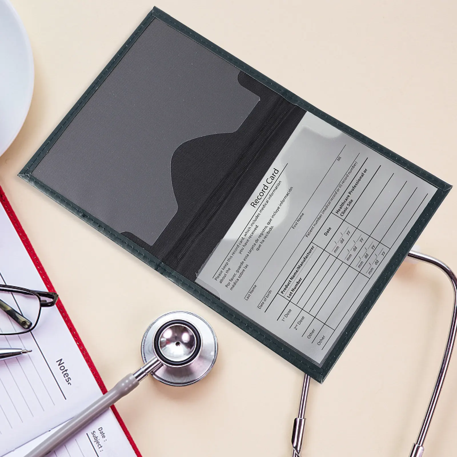 

3Pcs PU Cards Protector with Double Slots Waterproof Immunization Card Holder for Teachers Doctors Nurses Office Workers