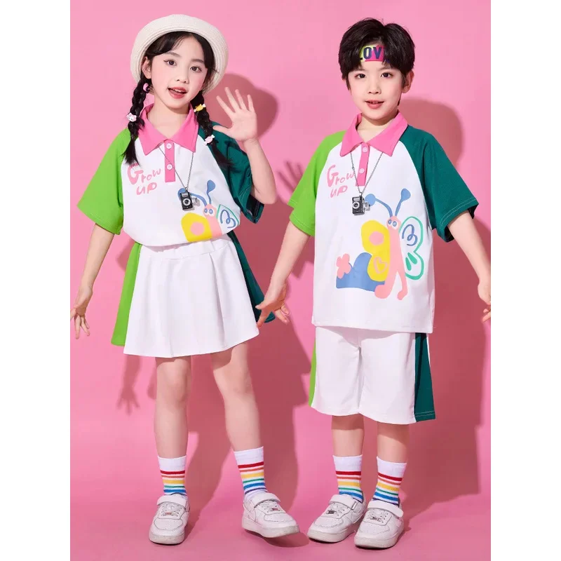 

COSda@Girl Hip Hop Dance Costume Kids Butterfly print Sweatshirt Colorblock Short Skirt Boys Jazz Dance Performance ClothesCOSda