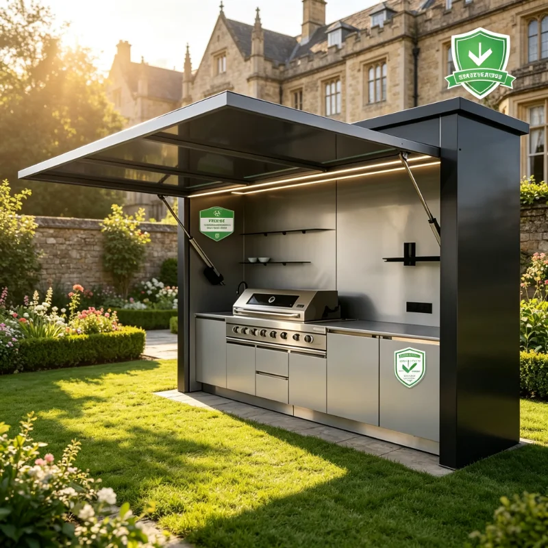 Outdoor Kitchen with Bar and Pergola Modular Custom Outdoor Kitchen for Villa Courtyard Outdoor Entertainment Sale