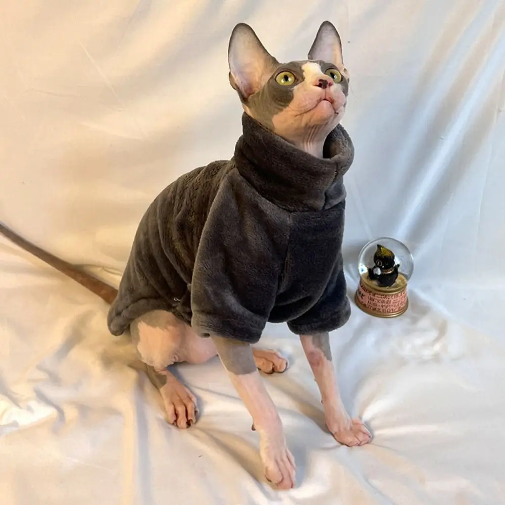 Turtleneck Hairless Cat Sweater Thicken Comfortable Winter Dog Clothes Warm Two-legged Dog Pullover Shirt For Autumn Winter