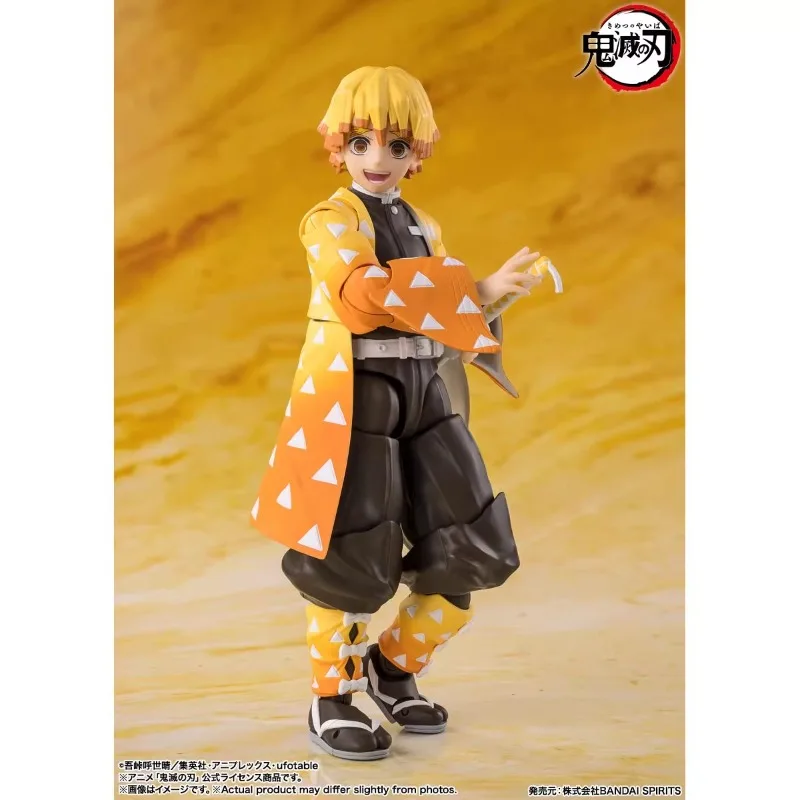 Envío rápido Bandai Anime Demon Slayer SHF Zenitsu Agatsuma modelo Original juguete figura de acción adorno coleccionable regalo para niños
