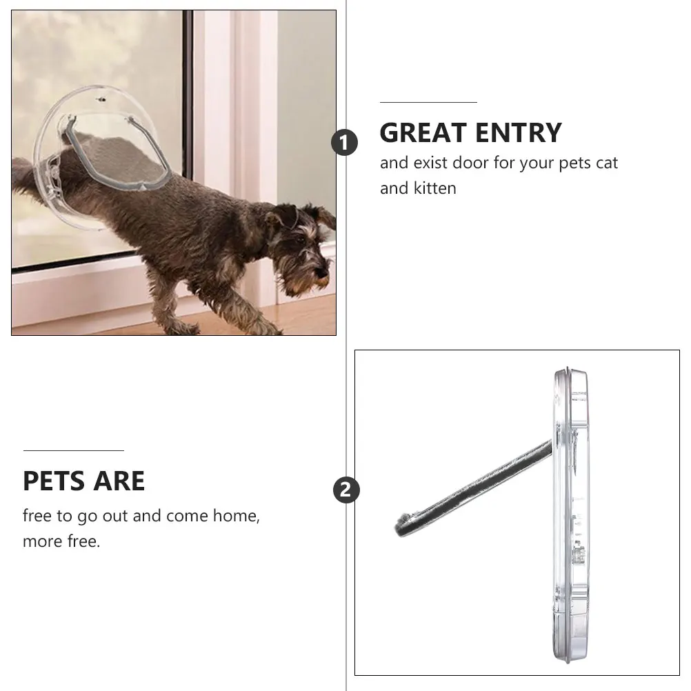 

Transparent Round Plastic Pet Door Two Way Access Cat Entrance Durable Material Stable Structure Design