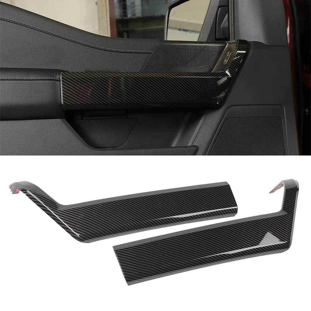 

Firmly Front Door Handle Decorative Cover Trim Decal Car Interior Accessories ABS Carbon Fiber for Ford F150 F-150 2021 2022