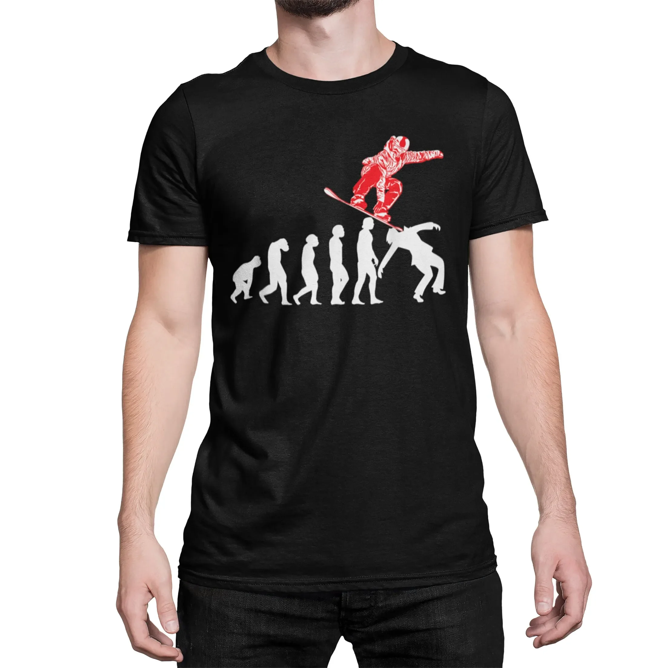 Camiseta para hombre Development and Evolution Outfit Snowboarder con diseño de salto en esquí de nieve, tallas XXXXXL