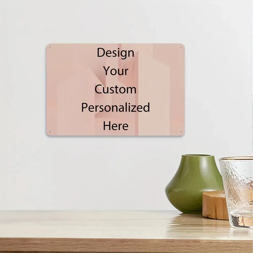 CIFbuy Customizable Retro Metal Wall Sign, 2D Flat Personalized Photo Logo Plaque For Office Bedroom Garden Hotel Family Present