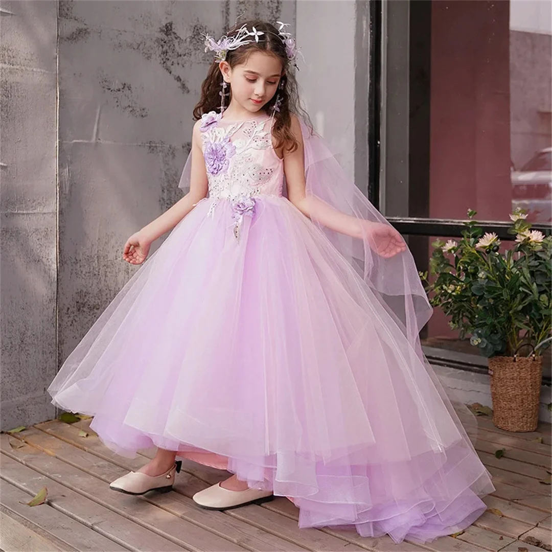 

Communion First Kids Birthday Party Gown Party Dresses Customized One Shoulder Flower Girl Dresses for Wedding Princess
