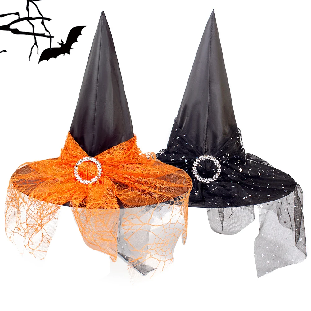 

2Pcs Witch Hat Halloween Costume Accessory Lightweight Portable Wear Stage Prop Decoration Witch Hat Halloween Hats