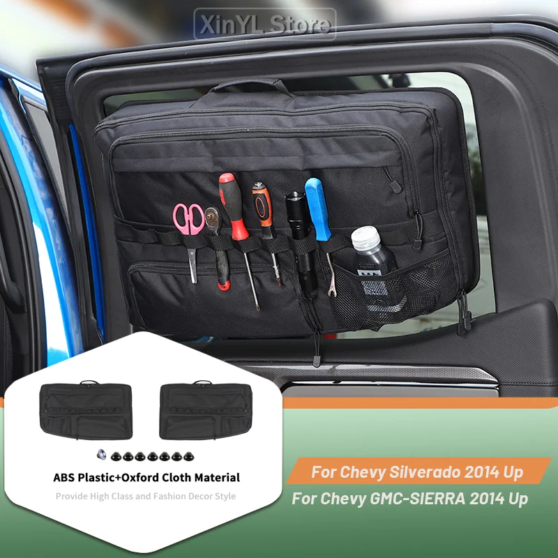 

For Chevrolet Silverado/GMC-SIERRA 2014 Up Car Stowing Accessories 1pair Rear Window Storage Bag High Capacity Organizer
