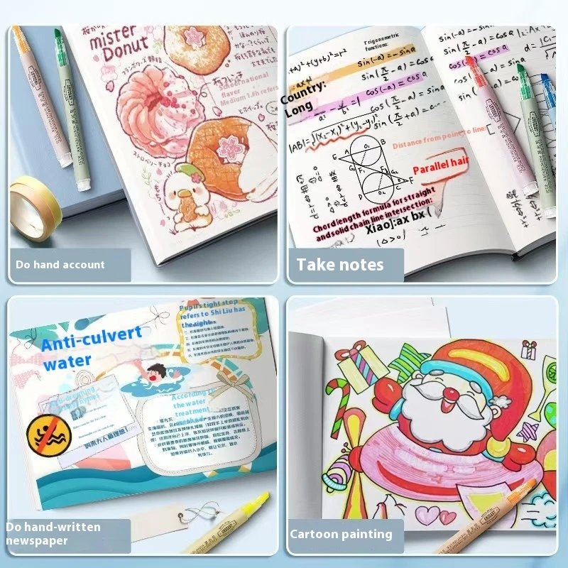 Evidenziatore Kawaii penna ad acquerello penna ad acquerello fine evidenziatore nota presa di penna scrapbook pittura cancelleria forniture per studenti