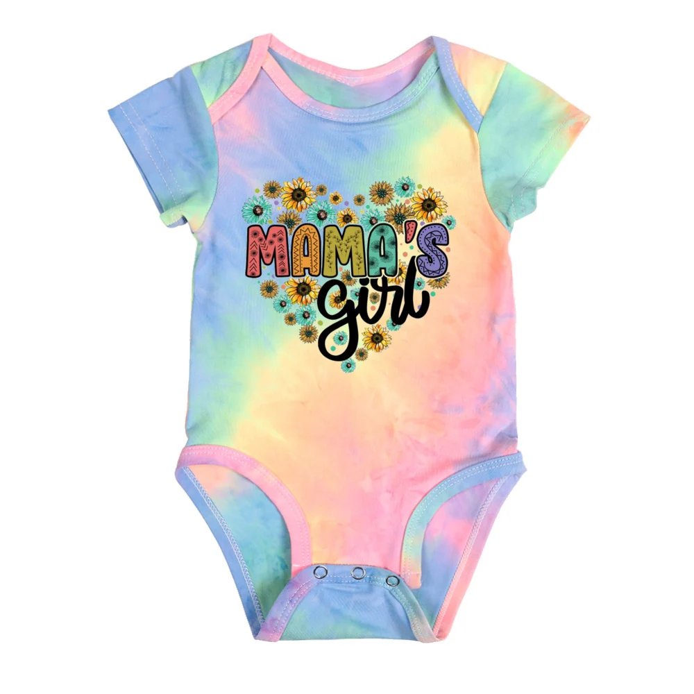 

Infant's Smile Letter Print Tie Dye Bodysuit Casual Short Sleeve Romper Fashion Soft Jumpsuit Summer Baby Boys Girls Clothing