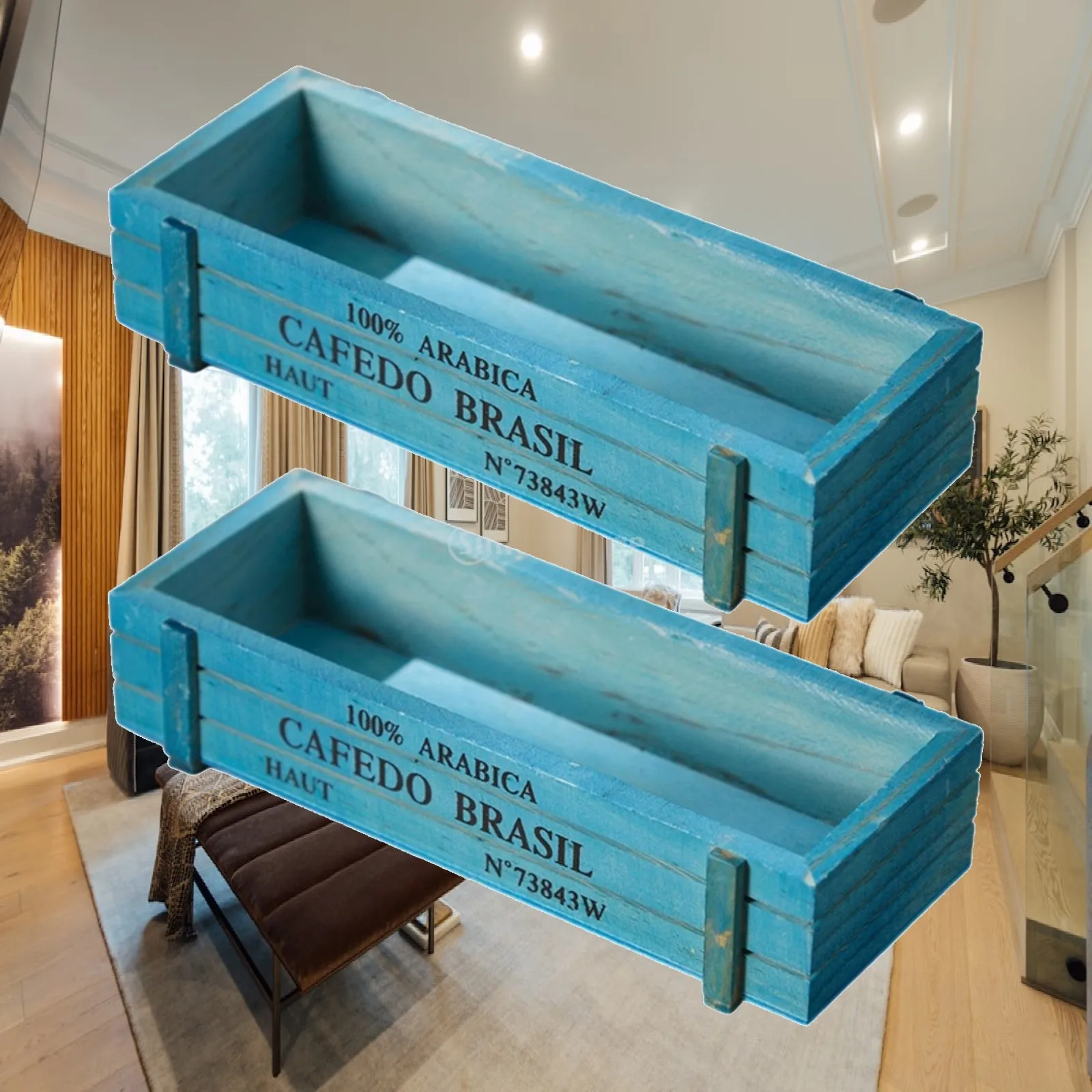Rectangular Wooden Flower Container Farmhouse Planter Box Garden Decorations Outdoor Flowerpot for Indoor Plants and Wedding