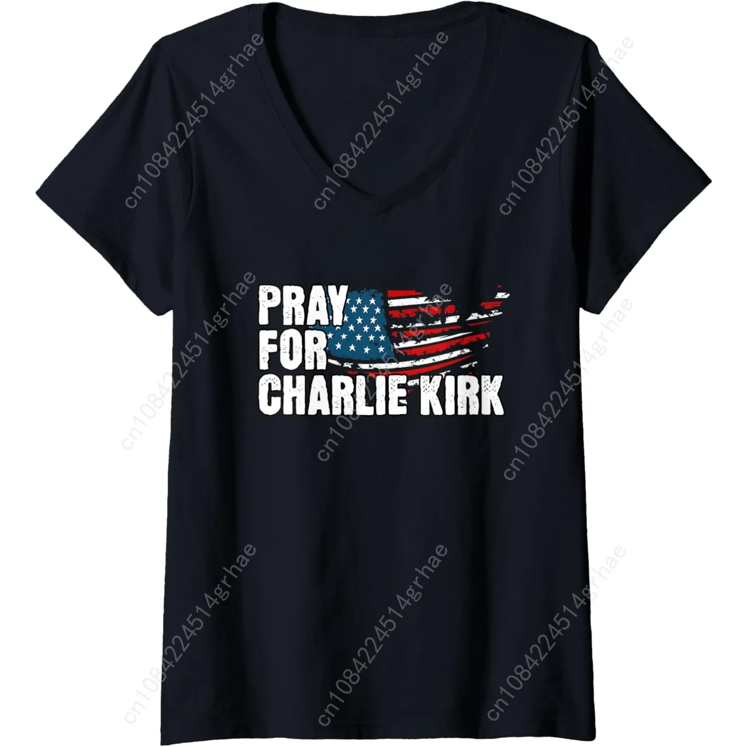 

Womens Pray for Charlie Kirk V-Neck T-Shirt