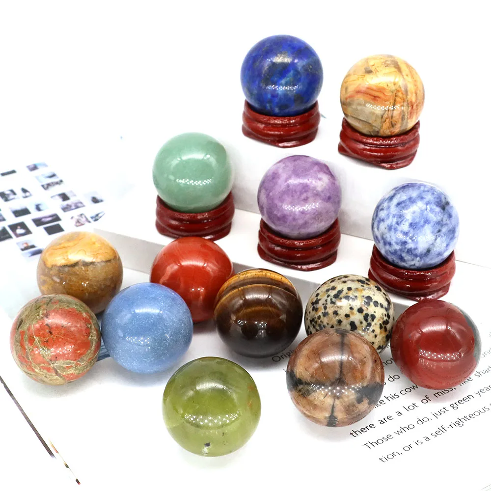 

30mm Crystal Sphere Natural Stone Amethyst Energy Quartz Kegel Exercise Hand Massage Ball Healing Gemstone Home Decoration Gifts