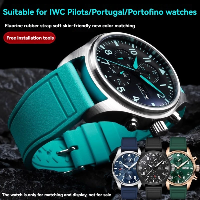 20mm 21mm 22mm cinturino in caucciù fluoro per IWC Big Pilot Mark 18 Portugieser cinturino sportivo da uomo impermeabile a sgancio rapido