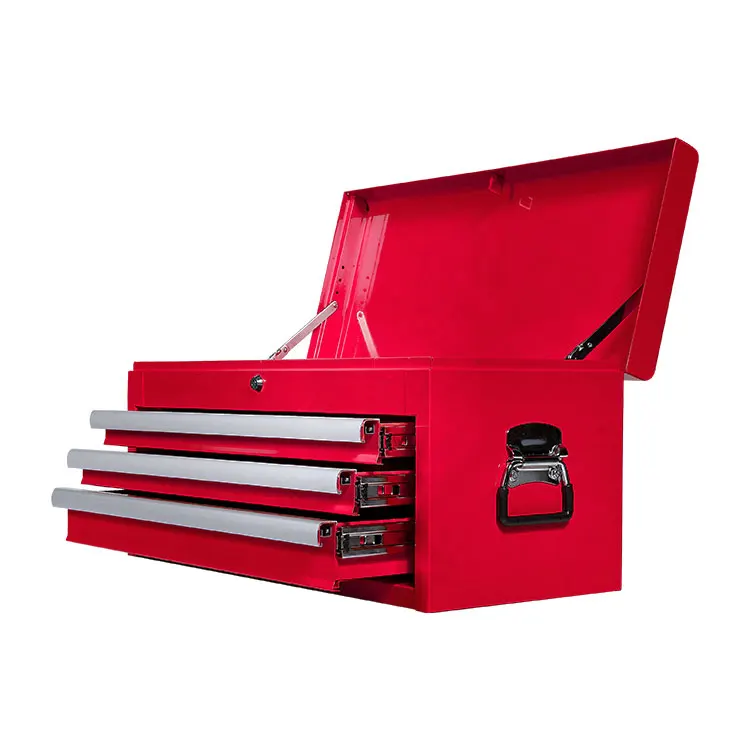 3 Drawers Portable Blue Storage Tool Box Metal Tool Chest With Top Lid Steel Power Coated Tool Box