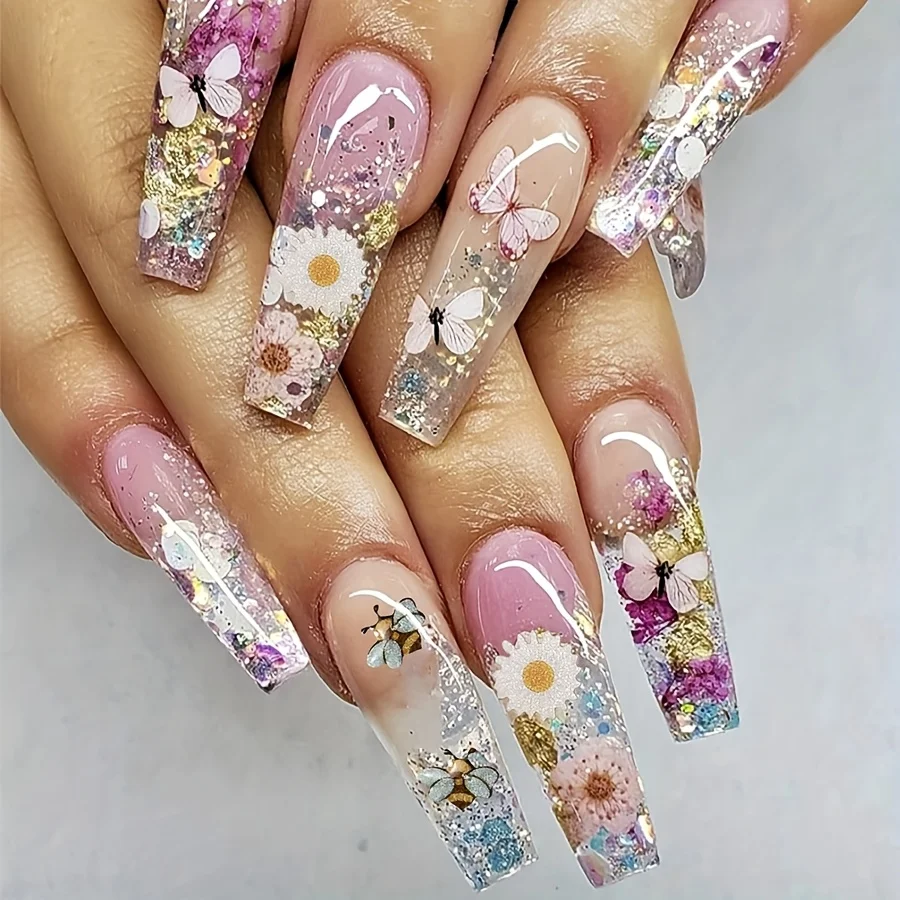 12-Gitter Nail Art Aufkleber Weihnachten Nagelaufkleber Schneeflocke Blätter Blume Holzzellstoff DIY Nagel Charm Nagel Pailletten Maniküre Zubehör