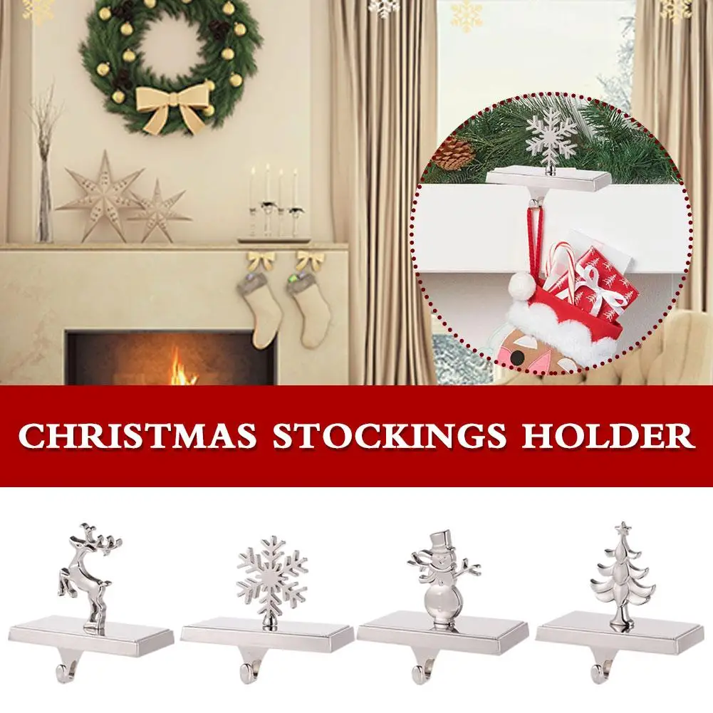 Christmas Stocking Hooks Christmas Decoration Hooks Metal Hooks Christmas Holder Stockings Fireplace O1A0