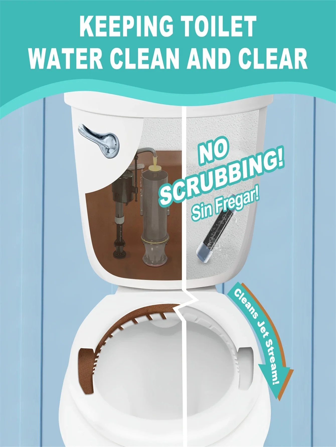 حزمة من 4 منظفات خزان المياه الأوتوماتيكية، المواد الكيميائية، منظفات المرحاض المغناطيسية، مناسبة لبقع المياه الصلبة، منتجات كيميائية تدوم طويلاً، بدون صبغ #1