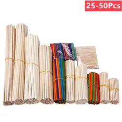 25/50pcs Round Wooden Craft Sticks for Crafts Making Cake Dowel DIY Durable Dowel Building Model Craft Sticks Party Decor Rod