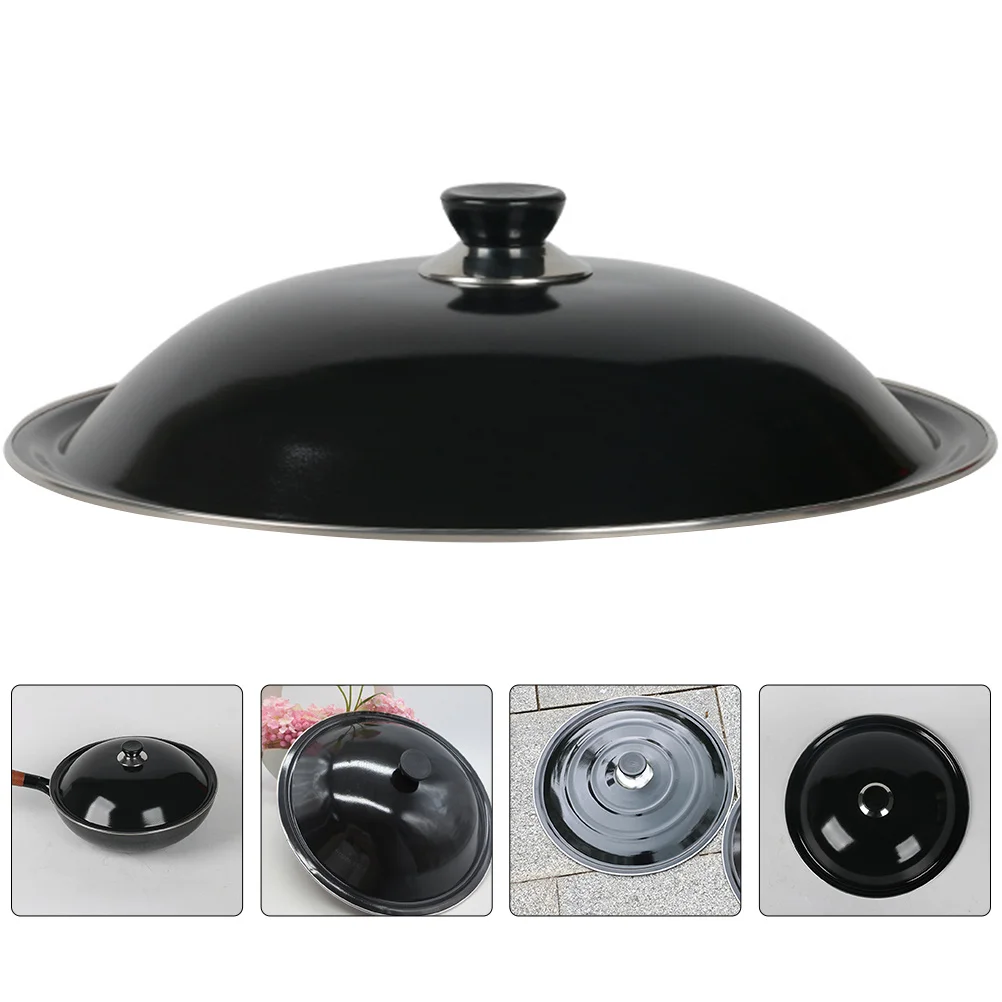 

Enamel Pot Lid Round Anti-Scald Handle For Frying Pans Cheese Melting Dome Washable Kitchen Supplies Pan Cover