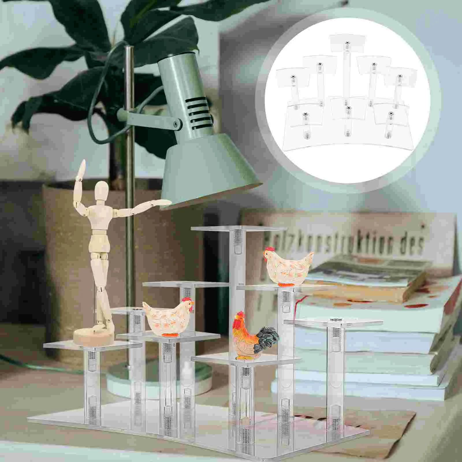 

Transparent Ladder Display Rack Models Handicrafts Storage Shelf Clear Ornament Stand Toy Stands Acrylic Figures Shelves