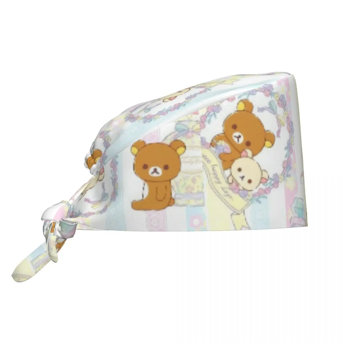 Work Scrub Cap Cute Bear Rilakkuma Nurse Hats For Unisex Women Bandage Tie Back Working Cap Soft Elastic Custom DIY Medical Hat