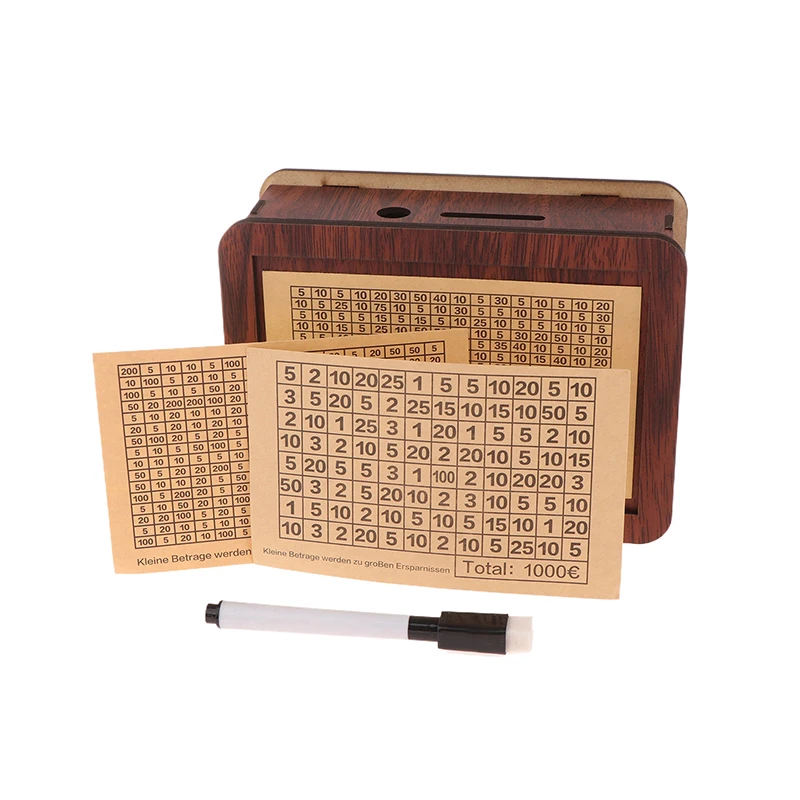 Cofrinho de madeira para economia de dinheiro, recipiente para dinheiro, 1000/5000/10000 euros, caixa para moedas