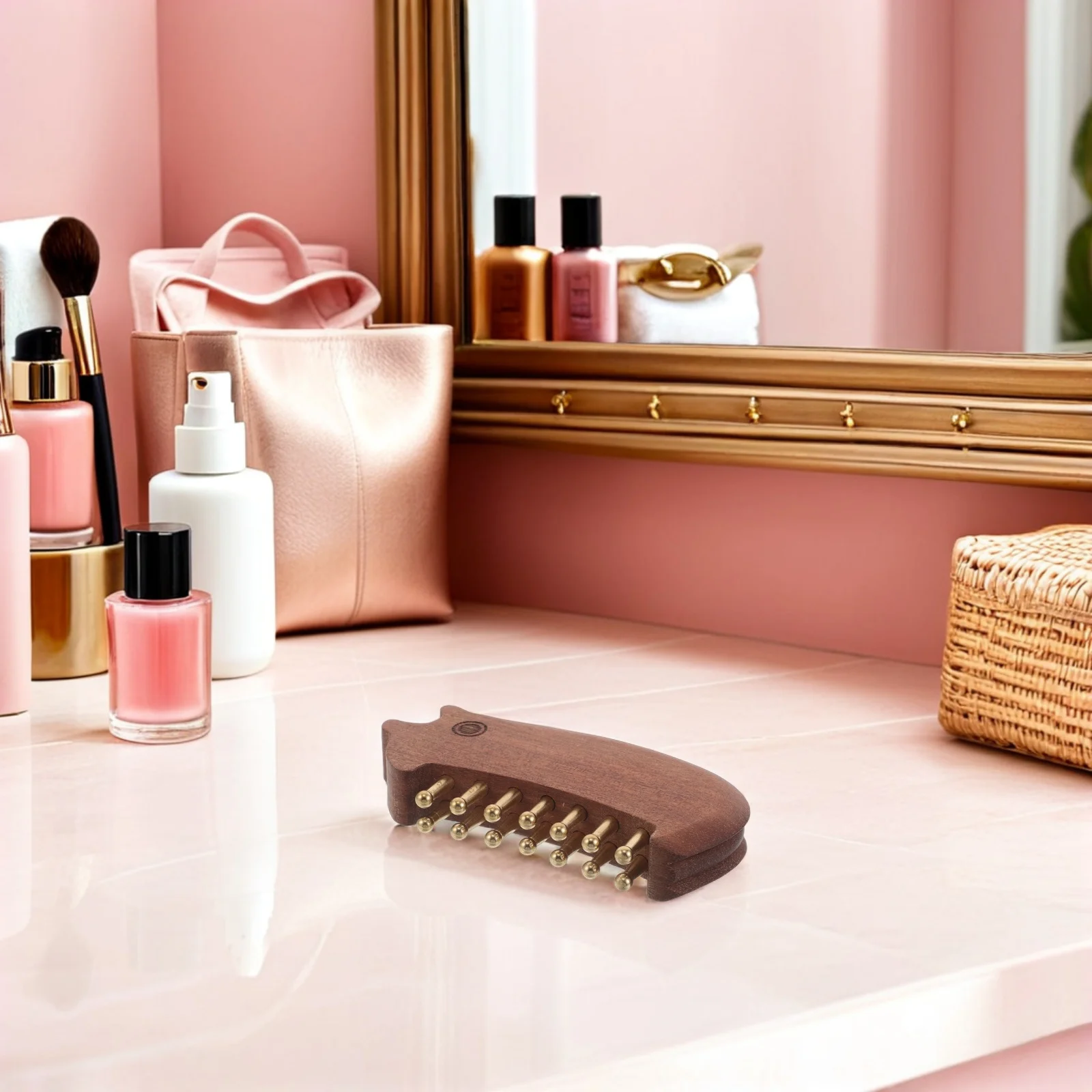 

Sandalwood Copper Teeth Scalp Massager Brush Meridian Massage Tool For Hair Growth Stress Relief Wood Massage Hair Brush