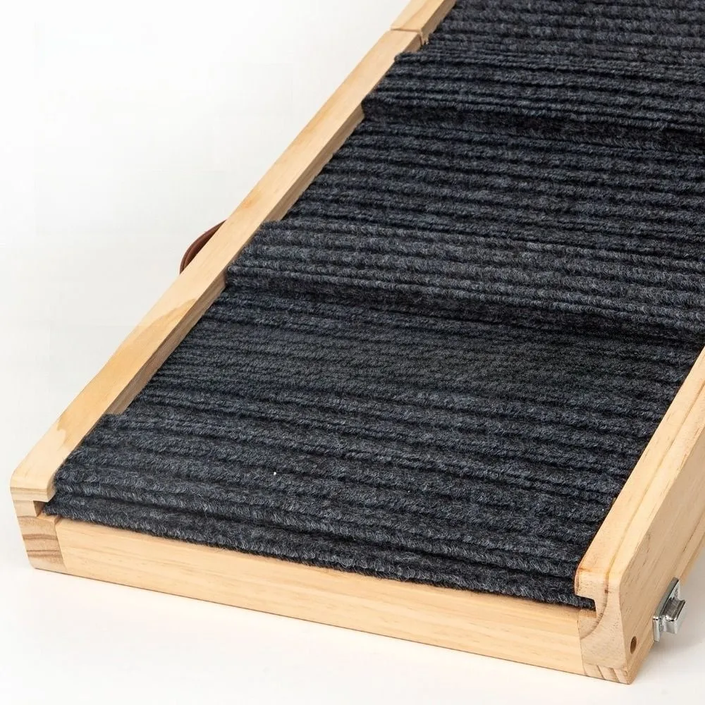 

Adjustable Small Dog Ramp Foldable Solid Wood Pet Ramp with 5 Heights 10–19.5" Non-Slip Carpet Handle Ramp