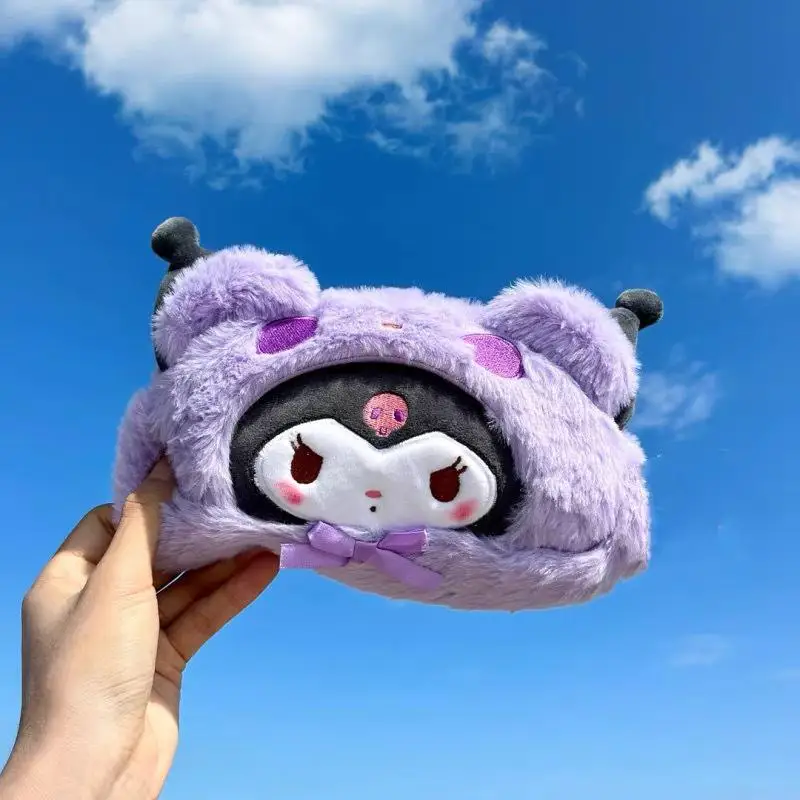 Sanrio Kuromi Cosmetic Bag Plush Pencil Case Hello Kitty Makeup Bag Large Capacity Stationery Pencil Pouch Storage Bag Girl Gift